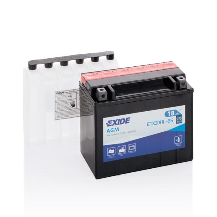 Акумулятор Мото EXIDE AGM 18Ah Ев (-/+) (270EN) (д175*ш87*в155) ETX20HL-BS